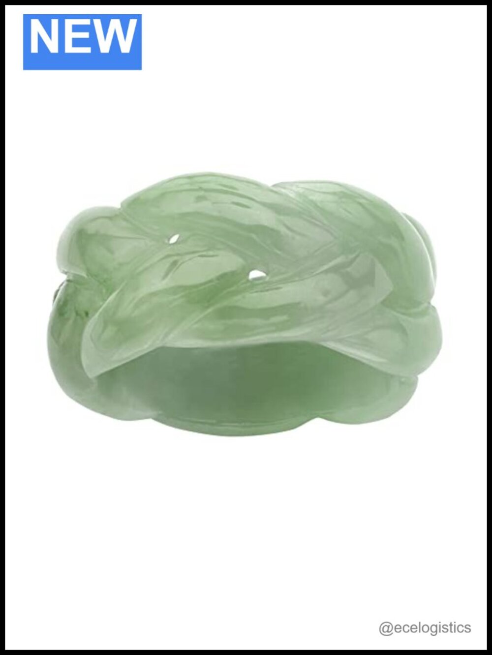 Genuine Green Jade Eternity Ring Braided Band 12mm Invisible Setting